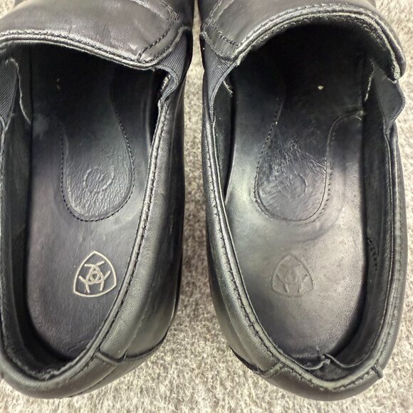 ✅ Womens 11B Ariat Sutter Black Leather Slip-On Clogs Heeled Comfort Work/Chore - Picture 4 of 12